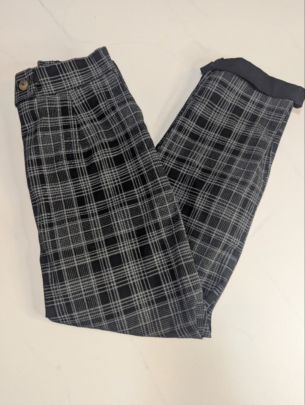 Cotton On Black & White Plaid Pleated High-Rise Trousers – Size 4 (AUS 8)